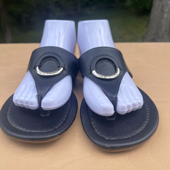 Nautica hase t-strap sandals Slide Sandals Black Clog Flip Flop Size 8 - Picture 9 of 9